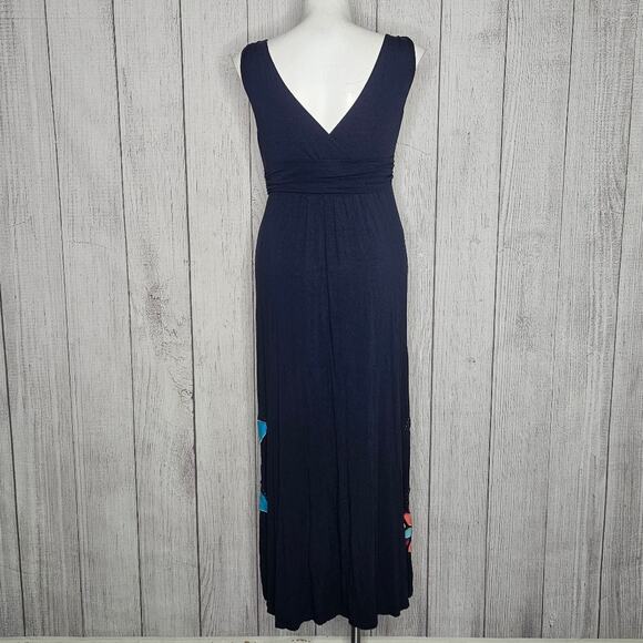 Boden Sienna Multi-colored Embroidered Flower Navy Blue Maxi Dress, sz US 12R - Picture 4 of 7